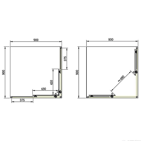 SHRC53906 PRIMERA PL FRAME Душова кабіна, розсувна - 90*90 - хром/прозоре скло (1 сорт) - Фото - 2