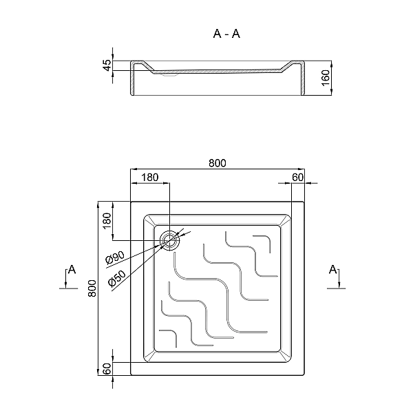 Душовий піддон Lidz Mazur ST80x80x16 - Фото - 2