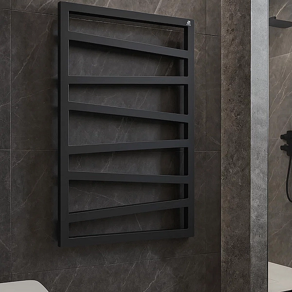 WLZIG083050K9M5E8TS1D Рушникосушка електрична Terma ZIGZAG 835*500 ,колір Ral 9005 mat (чорний мат), праве підключення E8, Split 300 W (1 сорт) - Фото - 4