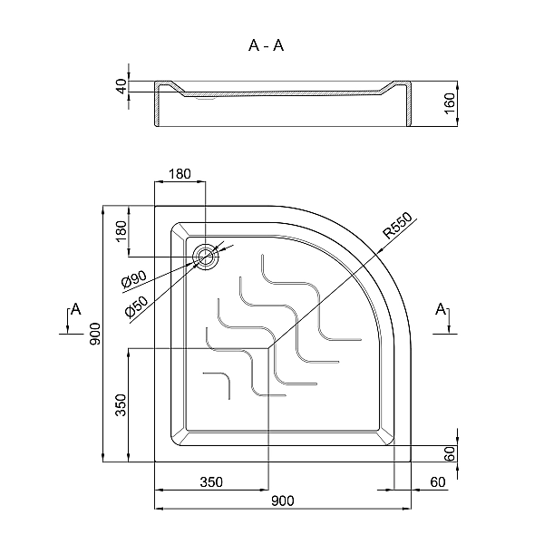 Душовий піддон Lidz Kupala ST90x90x16 - Фото - 2