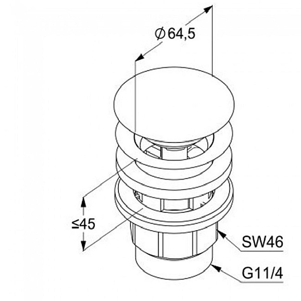 104263900 (104288700) KLUDI PLUS Донний клапан push open, чорний мат. (1 сорт) - Фото - 2