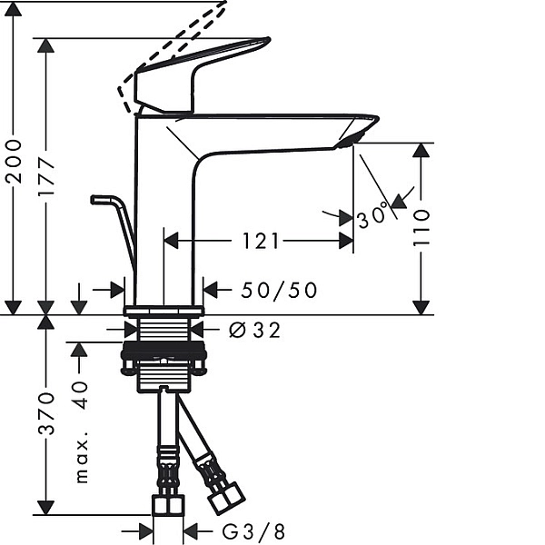 71251000 HG Logis Змішувач для раковини на 1 отв. з д/к, хром (1 сорт) - Фото - 2