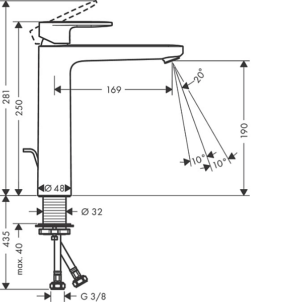 71552000 HG Vernis Blend Змішувач для раковини з д/к, хром (1 сорт) - Фото - 2