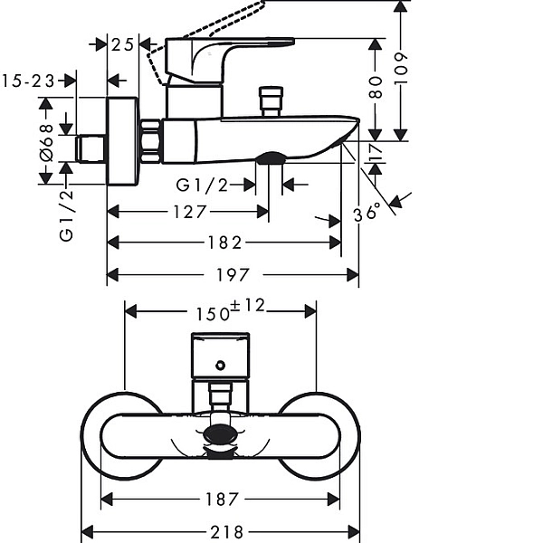 72450000 Rebris E Змішувач д/ванни, хром (1 сорт) - Фото - 2