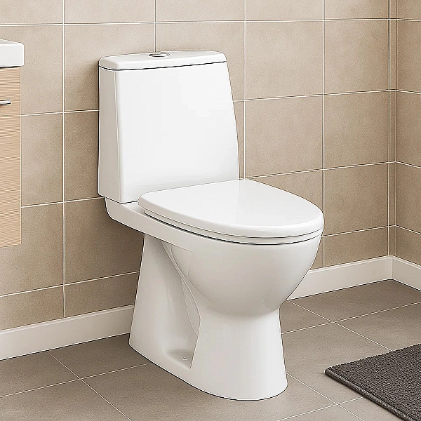 L89206200 Runa Унітаз-компакт підлоговий, вертикальний випуск, бачок 3/6л, нижній підвід води, сидіння з кришкою Duroplast, soft-close, Click2Clean (білий) (1 сорт) - Фото - 6