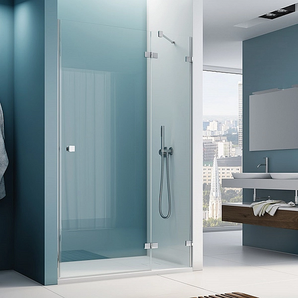 AN13WD12005007 Annea Одностворчаті двері з фіксованою стінкою в одній лінії і L-кріпленням, петлі справа, 1200*200мм, алюміно-хром, прозоре скло (1 сорт) - Фото - 5