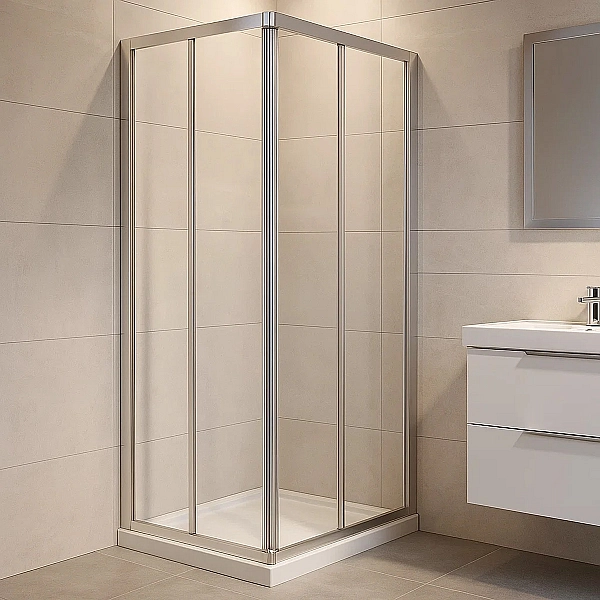 560.122.00.2 GEO Душова кабіна, квадратна, 90*90см, h=190см, cкло прозоре, проф. сріблястий (1 сорт) - Фото - 3