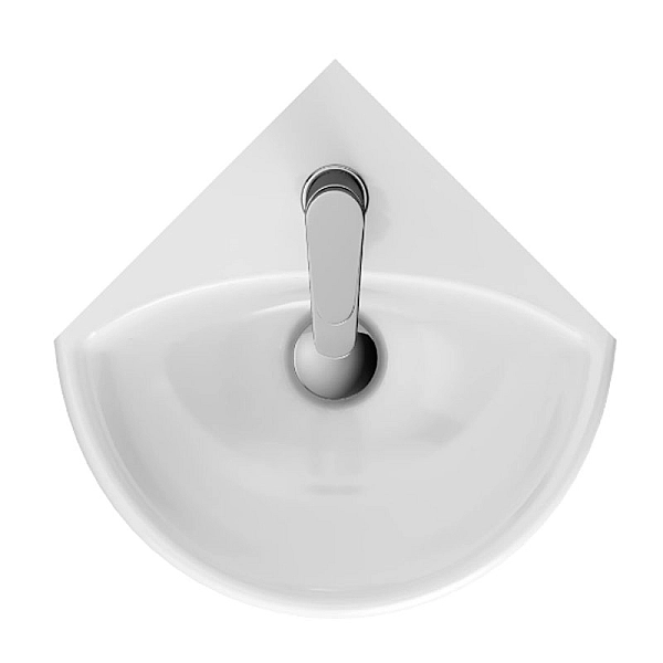 500.326.01.5 Selnova Кутова раковина (1/4 кола), з 1 отв.під змішувач, з переливом, колір білий глянець (1 сорт) - Фото - 3