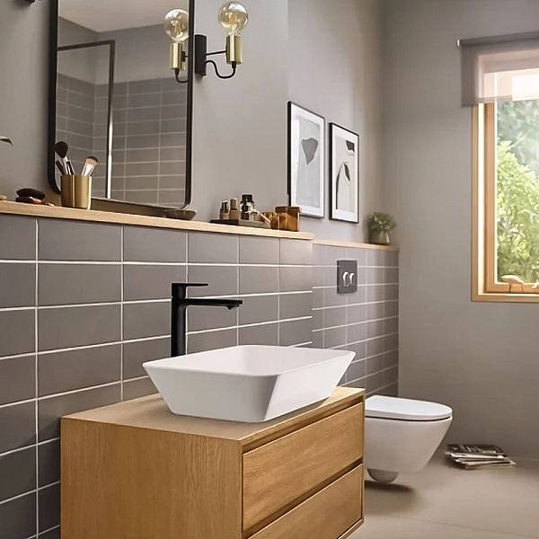 72591670 Rebris E Змішувач д/раковини 240 CoolStart EcoSmart+ з д/к, чорний матовий (1 сорт) - Фото - 3