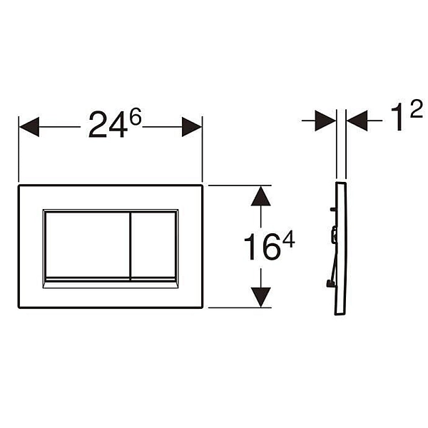 115.883.JT.1 Sigma20 square клавіша змиву, подвійний змив, білий мат/хром глянець (1 сорт) - Фото - 3