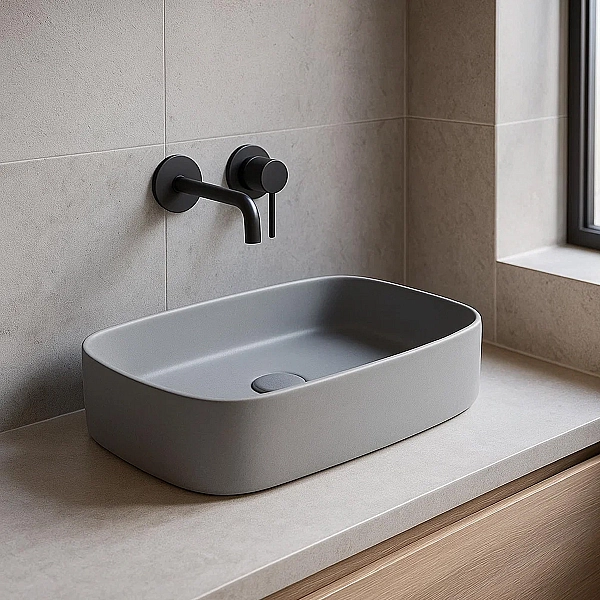 FO04 Folio Раковина прямокутна накладна, cemento (1 сорт) - Фото - 2