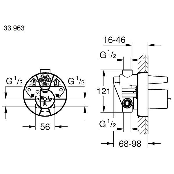 33963000 Внутрішня частина змішувача для ванни і душу для 194502433 (1 сорт) - Фото - 4
