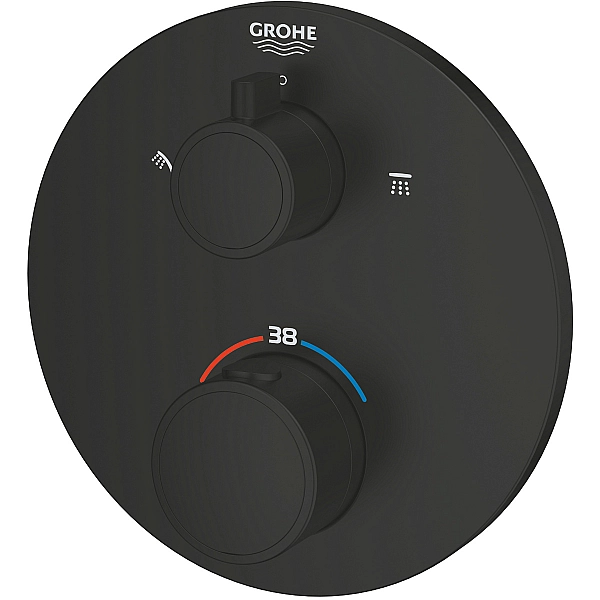 1022082430 Grohtherm Зовнішня частина термостата для душу з перемикачем на 2 положення верхній/ручний душ, чорний матовий (1 сорт) - Фото - 4