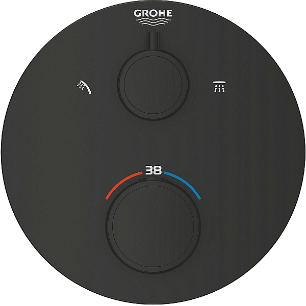 1022082430 Grohtherm Зовнішня частина термостата для душу з перемикачем на 2 положення верхній/ручний душ, чорний матовий (1 сорт) - Фото - 3