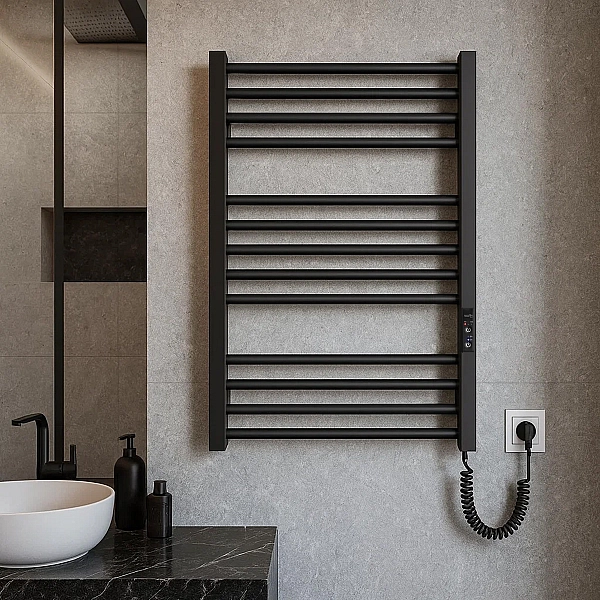 6.1.0402.06.BM Рушникосушка ел. HF Derby 770х530 чорний мат, в комплекті з прих.підкл (1 сорт) - Фото - 6