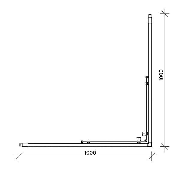 D20SE21004007 Arelia Душова кабіна з розсувними дверима, 1000х1000 мм,  кутовий вхід, скло прозоре, проф.срібний полір. (1 сорт) - Фото - 4
