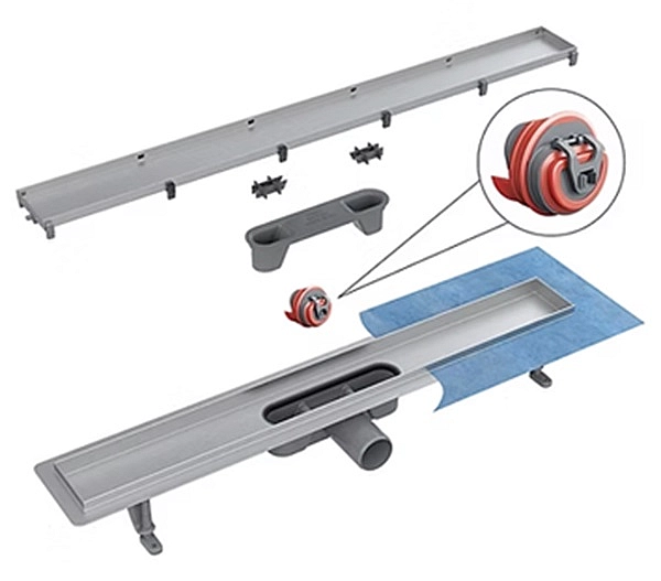 UN60220 Universal Душовий канал 60 з нержавіючої сталі та низьким сифоном і накладкою, з горизонтальним виводом, хром (1 сорт) - Фото - 13