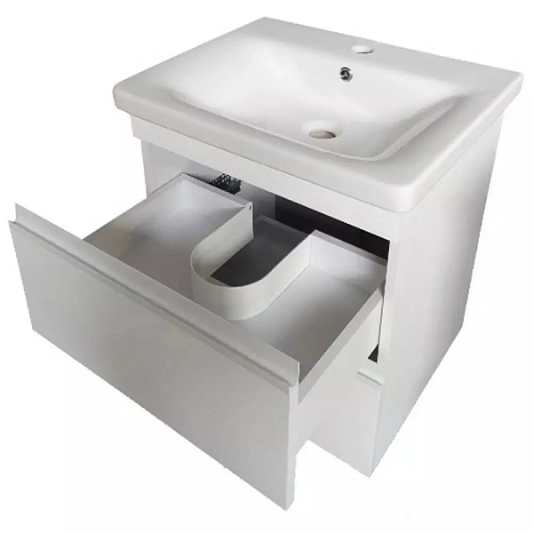 753055W FRAME Біла глянцева тумба 55см з раковиною та сифоном (1 сорт) - Фото - 4
