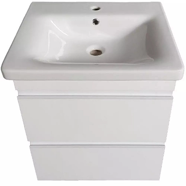 753055W FRAME Біла глянцева тумба 55см з раковиною та сифоном (1 сорт) - Фото - 2