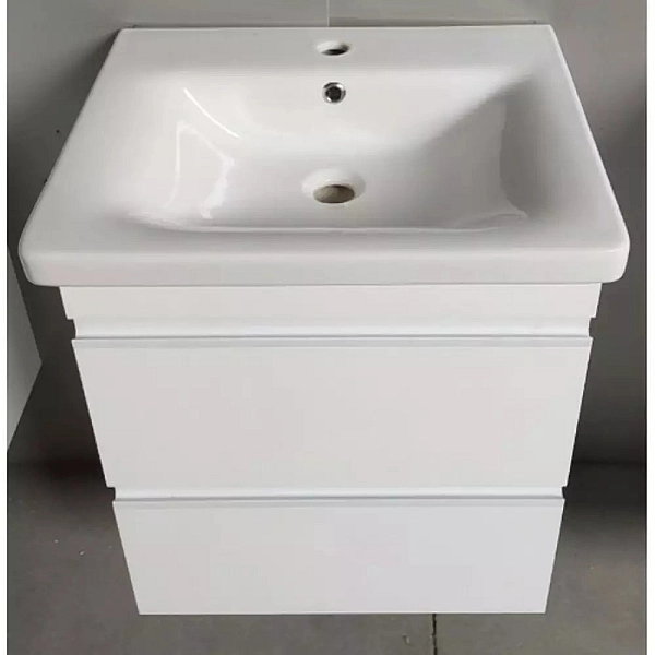 753055W FRAME Біла глянцева тумба 55см з раковиною та сифоном (1 сорт) - Фото - 6