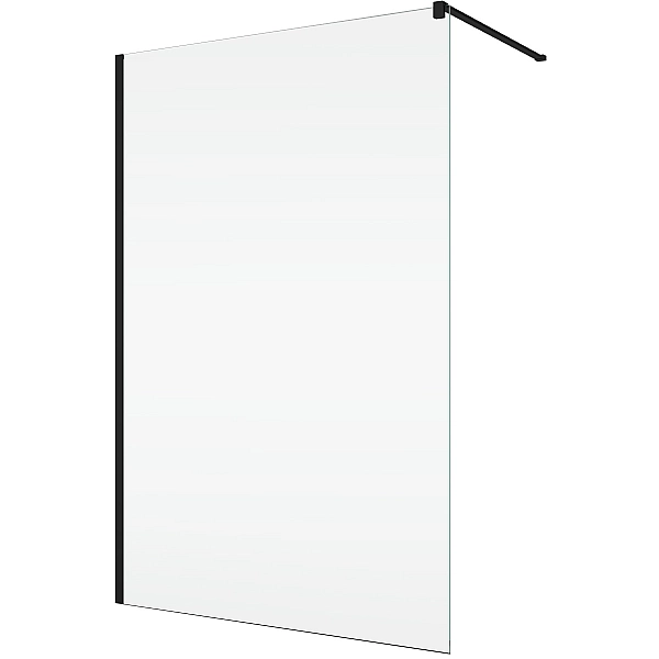 STR4PA61000607  WALK-IN EASY Душова фіксована перегородка 1000*2000, скло 6 мм,  прозоре, профіль чорний мат (1 сорт)