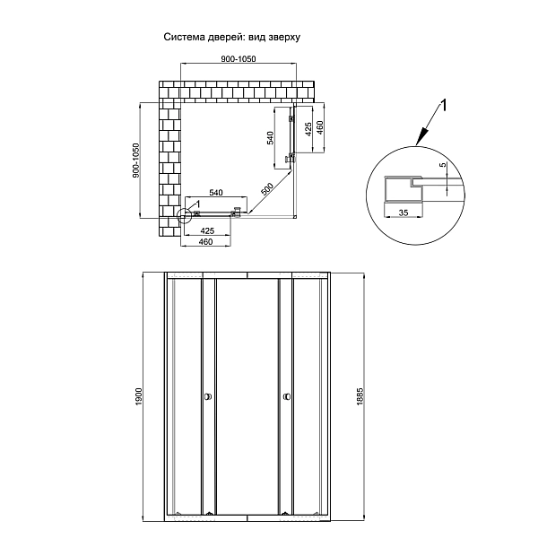 Душевая кабина Qtap Pisces CRM109-11SP5 90-105x90-105 см, стекло Pear 5 мм без поддона - Фото - 2