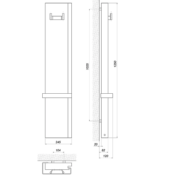 Радіатор електричний Whole Wall_2.0, з тримачем для рушників та халатів, Led-підсвітка, колір білий мат (1 сорт) - Фото - 2