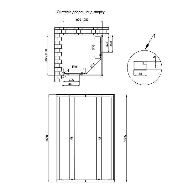 Душова кабіна Qtap Pisces BLA109-11SC5 90-105x90-105 см, скло Clear 5 мм без піддона - Фото - 2