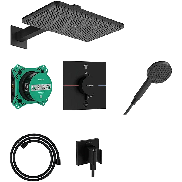 24620670 HG Raindance Alive Q Душова система 210/340 1jet з термостатичним змішувачем та внутрішньою частиною, чорний матовий (1 сорт)