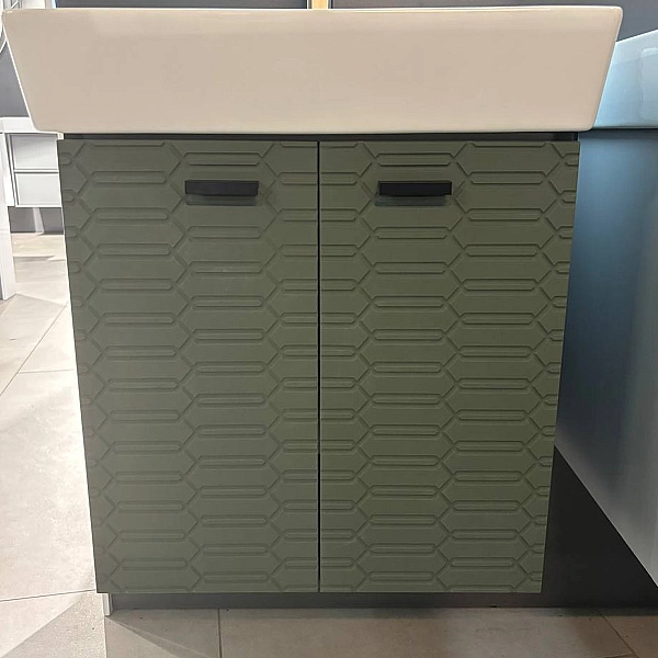 484050E Flow Тумба 50 з умивальником та ручками, смарагдовий матовий (1 сорт) - Фото - 11