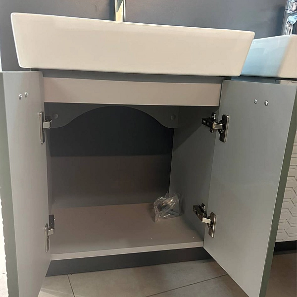 484050E Flow Тумба 50 з умивальником та ручками, смарагдовий матовий (1 сорт) - Фото - 13