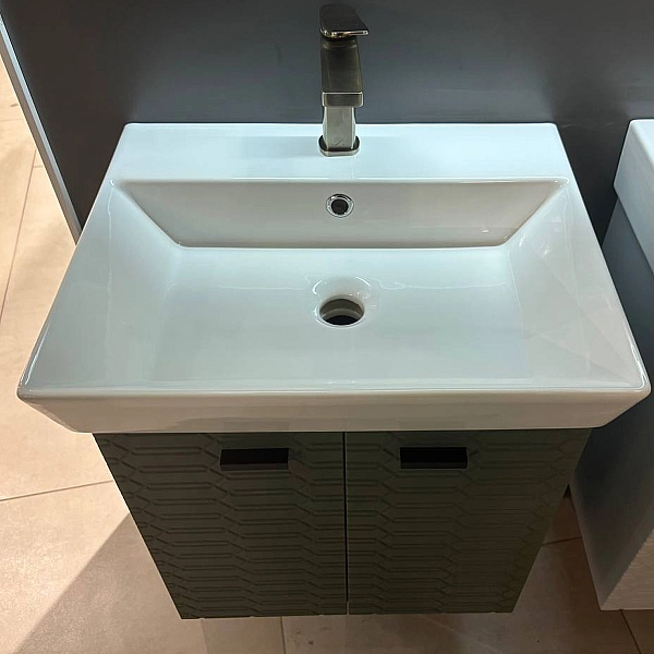 484050E Flow Тумба 50 з умивальником та ручками, смарагдовий матовий (1 сорт) - Фото - 12