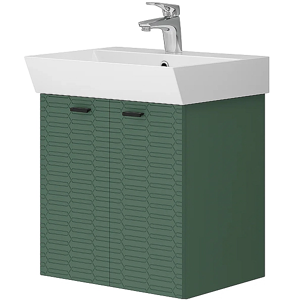 484050E Flow Тумба 50 з умивальником та ручками, смарагдовий матовий (1 сорт) - Фото - 2