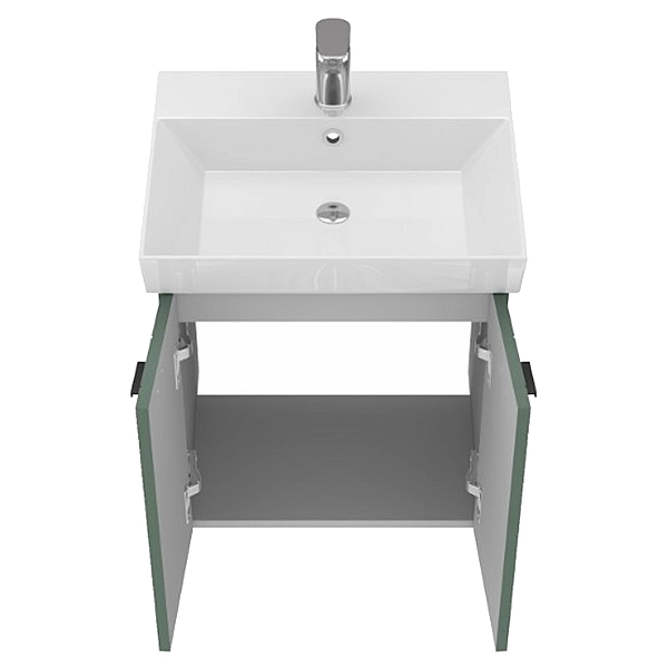 484050E Flow Тумба 50 з умивальником та ручками, смарагдовий матовий (1 сорт) - Фото - 5