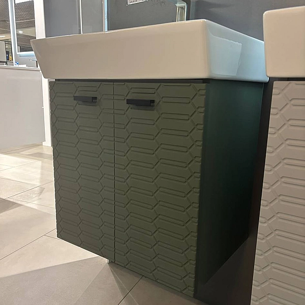 484050E Flow Тумба 50 з умивальником та ручками, смарагдовий матовий (1 сорт) - Фото - 10