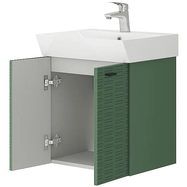 484050E Flow Тумба 50 з умивальником та ручками, смарагдовий матовий (1 сорт) - Фото - 3
