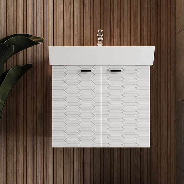 484060W Flow Тумба 60 з умивальником та ручками, білий матовий (1 сорт) - Фото - 7