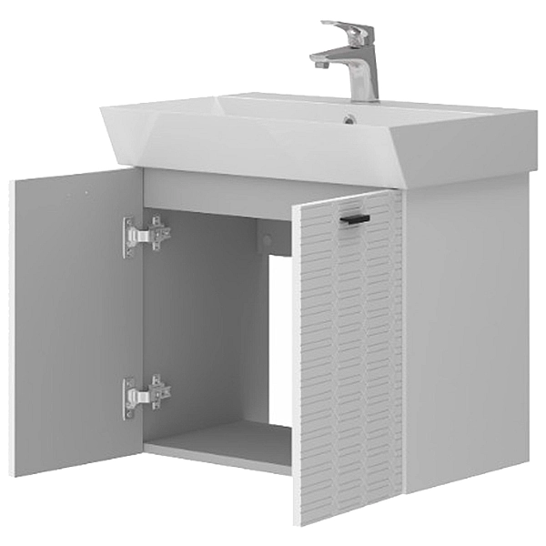 484060W Flow Тумба 60 з умивальником та ручками, білий матовий (1 сорт) - Фото - 3