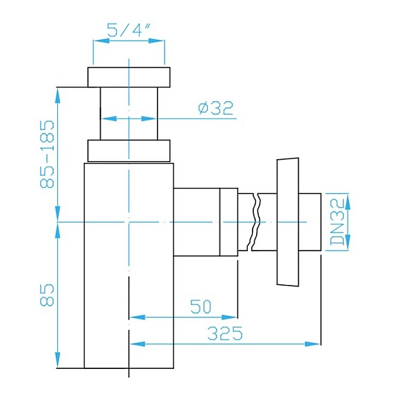 DVCH003 Дизайнерський латуний сифон для раковини 1 1/4, випуск 32мм, хром (1 сорт) - Фото - 2