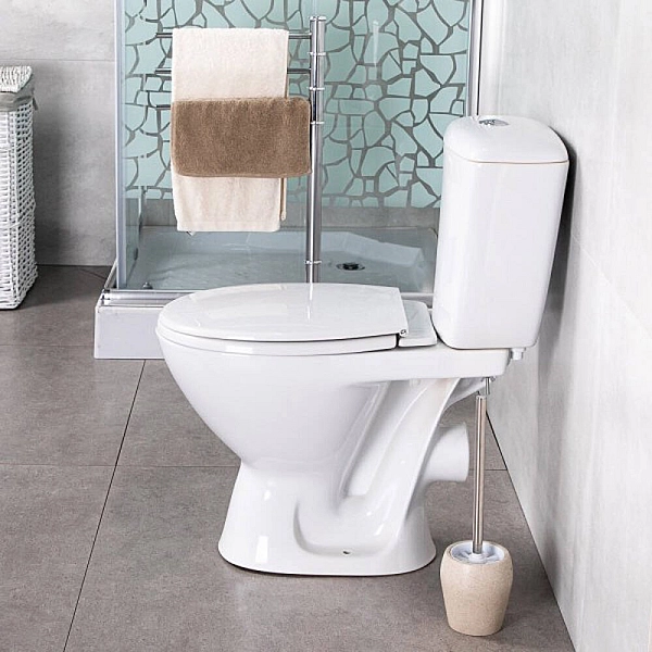 K681-061 Компакт 900 KORAL 011 3/6 з поліпропіленовим сидінням з метал. кріпл.,  горизонтальний випуск, нижній підвід води, білий глянець (1 сорт) - Фото - 4