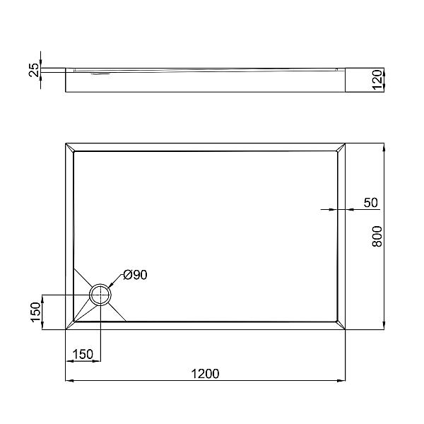 Душовий піддон Qtap Tern 3012812 120x80x12 см + сифон - Фото - 2