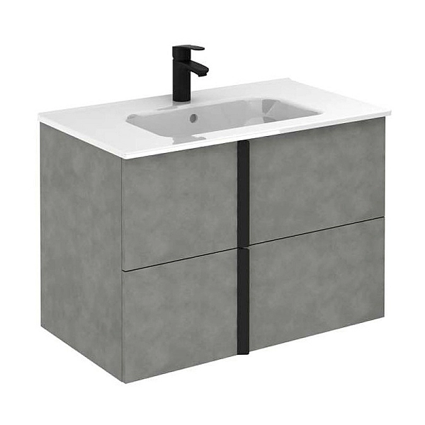 C0075458  (127165+123343)  ONIX  Тумба 80,  + раковина Slim,   cірий цемент (1 сорт)