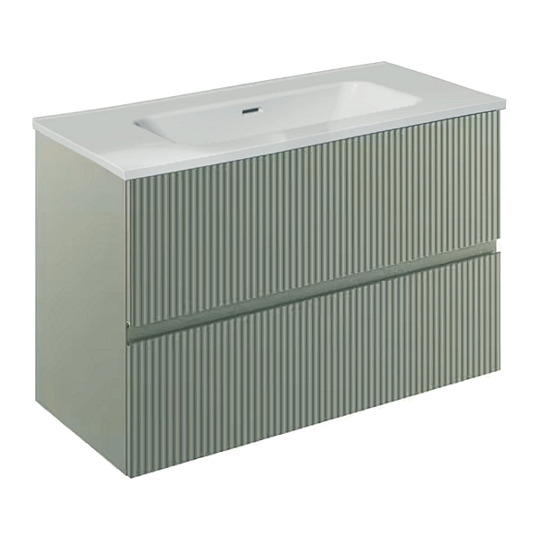 131769+126224  Тумба VORA 80  2  ящ, +   раковина біла ENZO,   MINERAL GREEN (1 сорт)