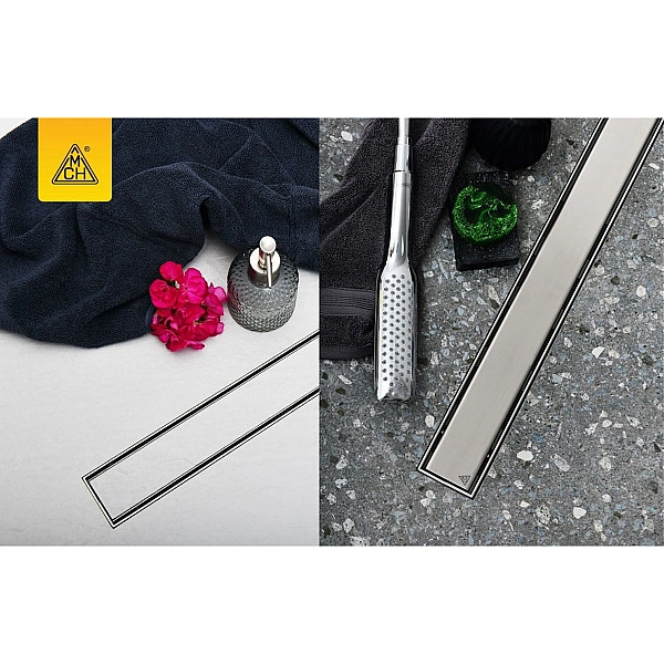 CH 750 KN 1 Душовий канал 750 мм з матовою решіткою Класік та Під плитку, нержавіюча сталь, горизонтальний фланець, кромка з нержавіючої сталі (1 сорт) - Фото - 4