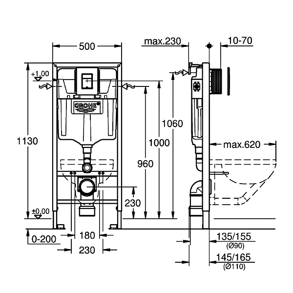 38811KF0 Solido 3in1 інсталяція для унітазу, клавіша чорний матовий, комплект 3 в1 (1 сорт) - Фото - 3