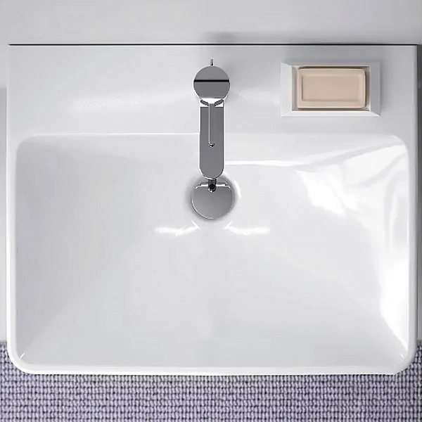 500.229.01.1 Smyle Square Раковина 60см, з 1 отв. під зміш., з переливом, колір білий глянець (1 сорт) - Фото - 6