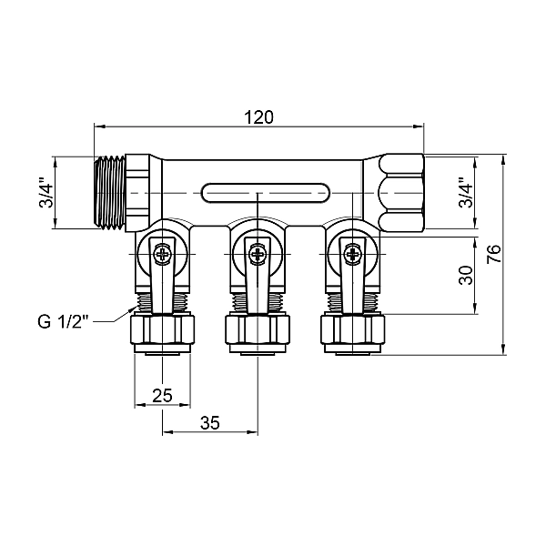 Колектор Thermo Alliance Standart 3/4" 3 виходи SD231W3 - Фото - 2