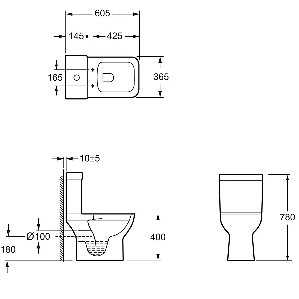 3590021 BASIC Компакт обідковий з кришкою soft-close, білий глянець (1 сорт) - Фото - 2