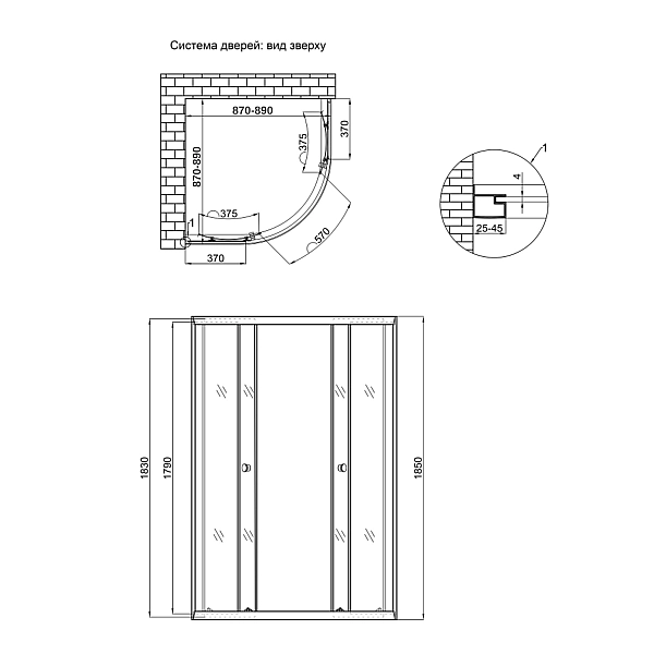 Душова кабіна Lidz Latwa SC90x90.SAT.LOW.GR, скло тоноване 4 мм без піддона - Фото - 2