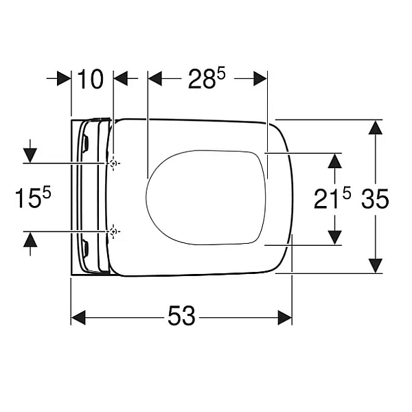 501.961.00.1 Selnova Square Комплект підвісного унітазу воронкоподібний, 53см, прямокутний, Rimfree, з сидінням із кришкою SoftClose, Quickfix, білий глянець (1 сорт) - Фото - 3